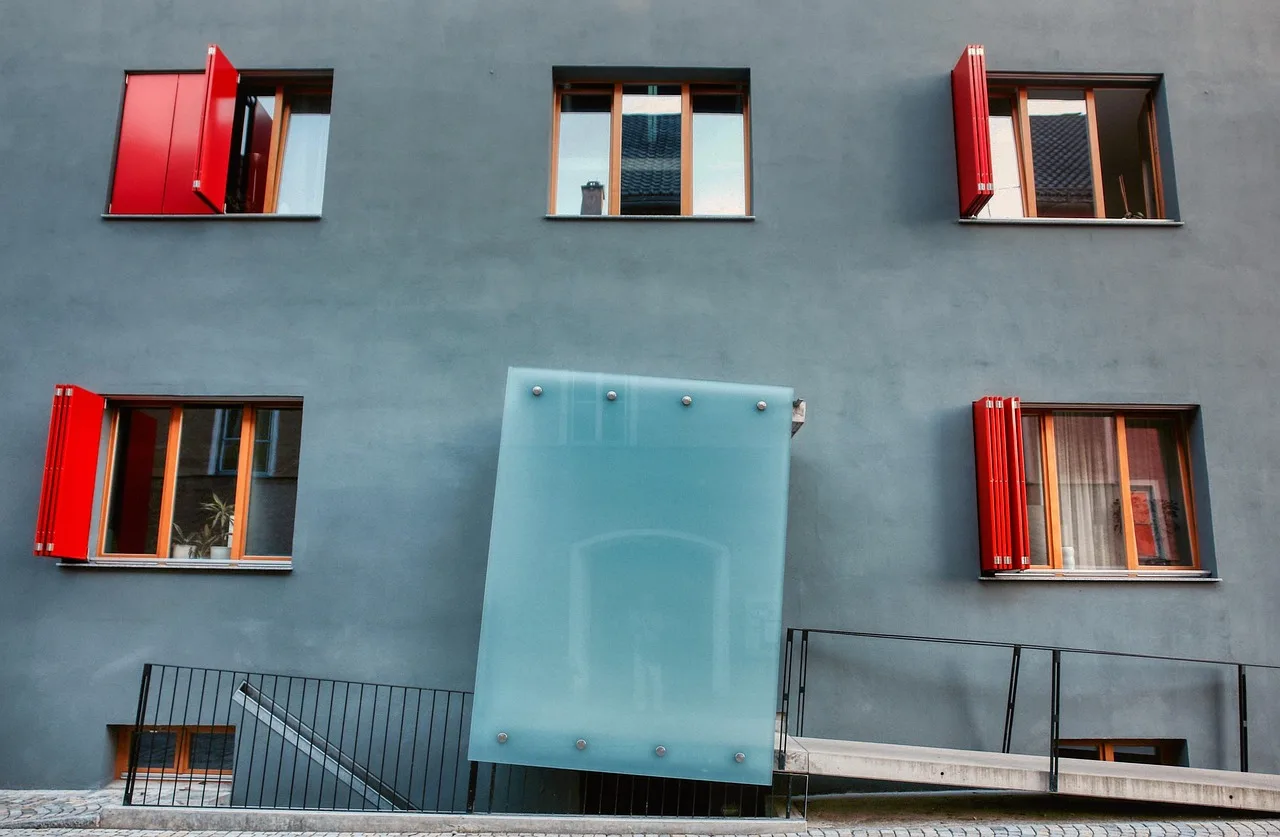 facade, house building, architecture, window, city, modern, glass, building, shutter, red, wall, gray, entrance, ramp, barrier-free, aslant, protection glass, window glass, reflection, landsberg, ramp, ramp, ramp, ramp, ramp, barrier-free, barrier-free, barrier-free. Accessible Travel Mistakes Businesses Can Prevent